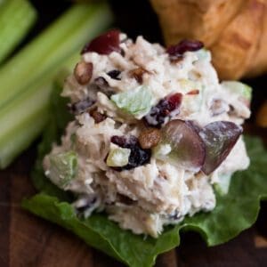 sweet and savory chicken salad with grapes and pecans