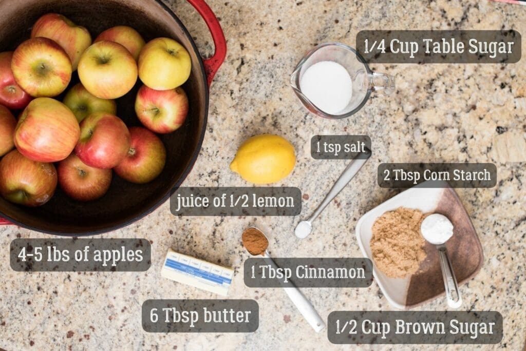 ingredients for Dutch oven fried apples
