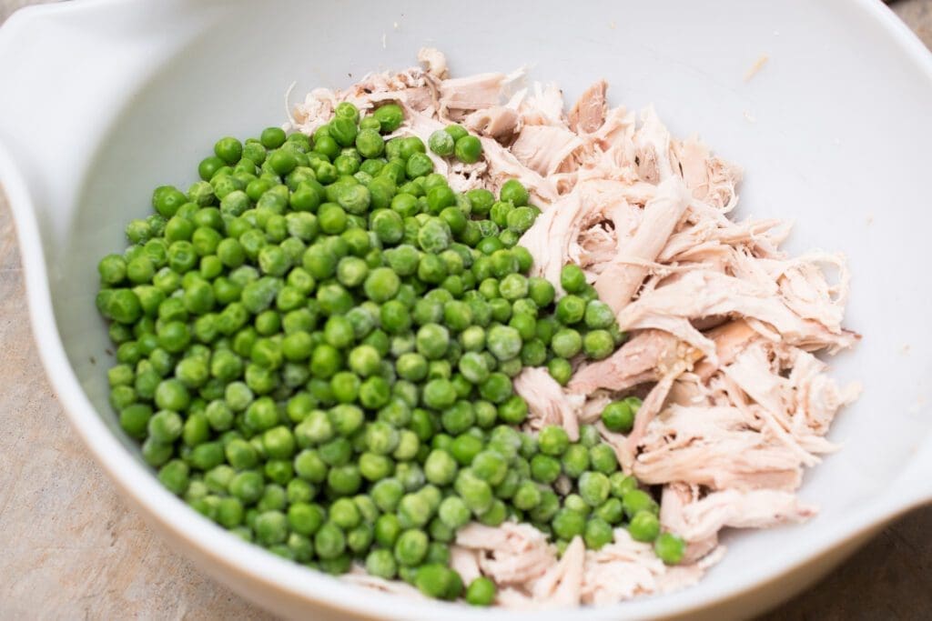 chicken and peas