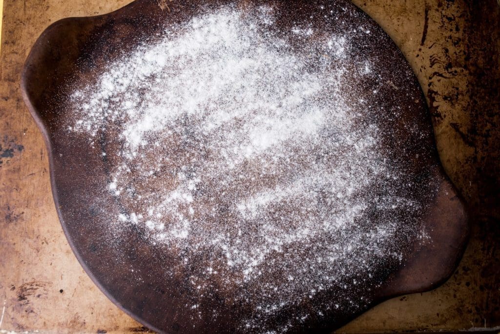 rice flour the pan