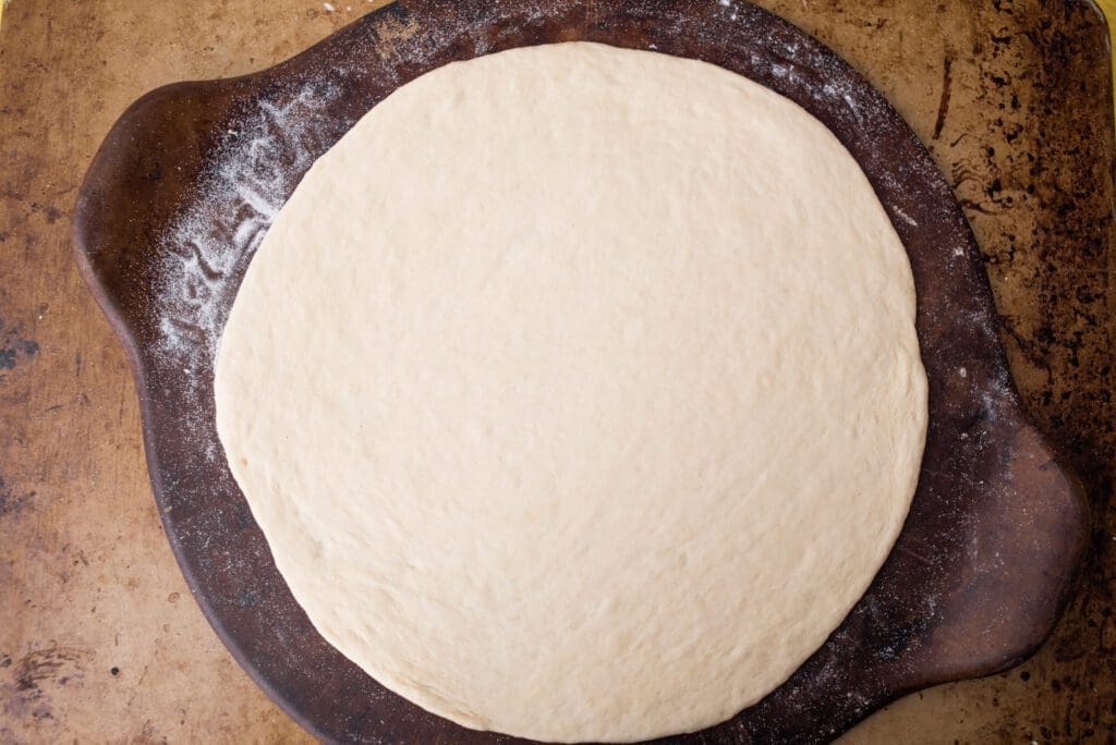 rolled out quick-rise homemade pizza crust
