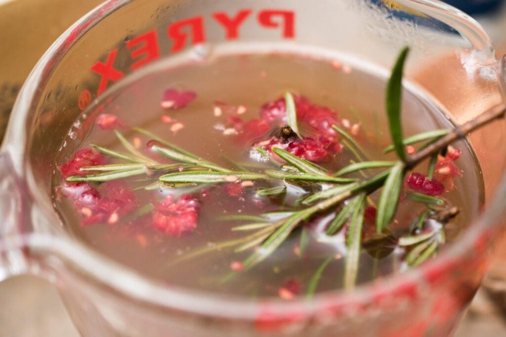 steeping raspberry and rosemary