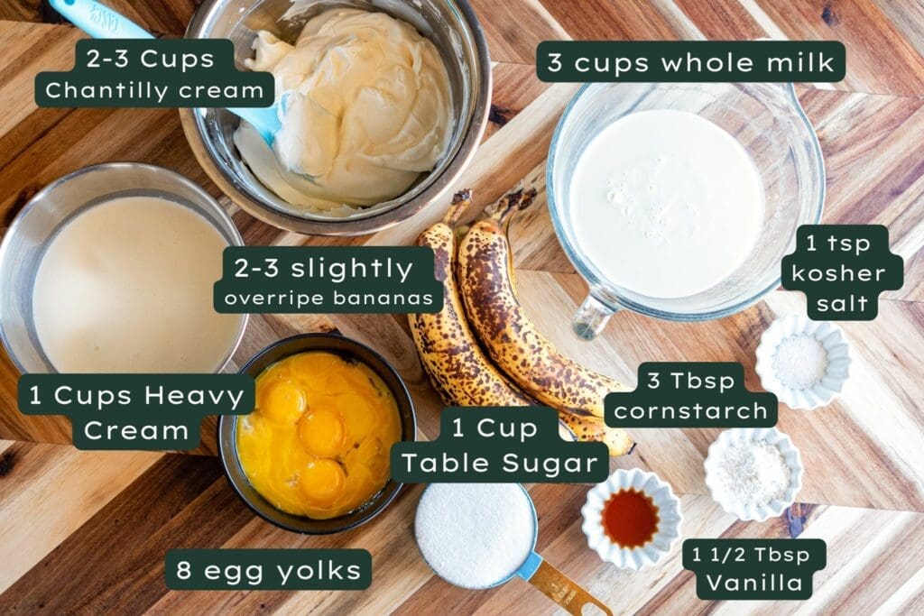 Ingredients for southern banana pudding
