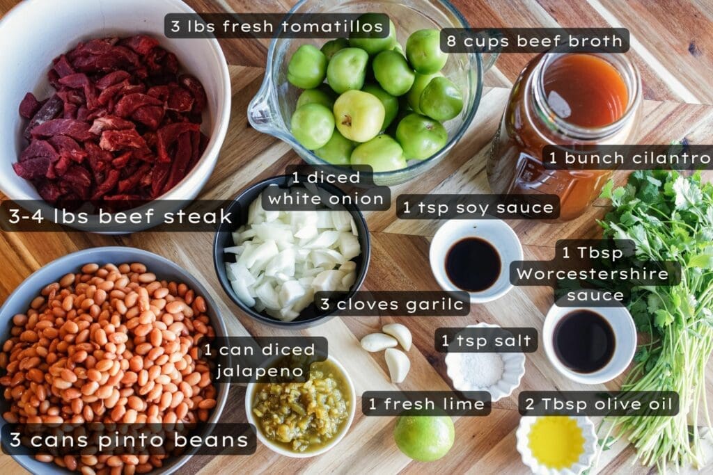 Ingredients for carne en su jugo