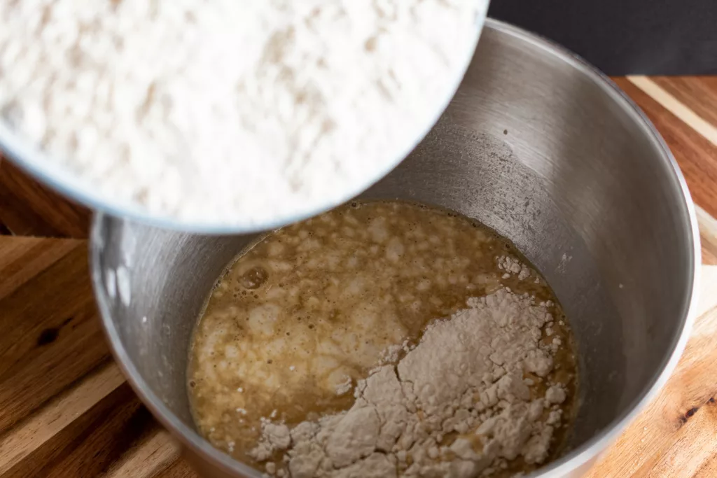 flour added to sourdough bagel mix
