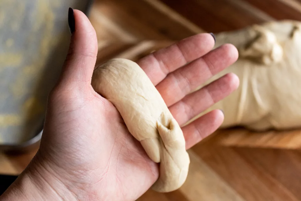 overlap the dough in your palm