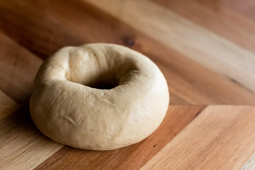 a shaped unbaked bagel