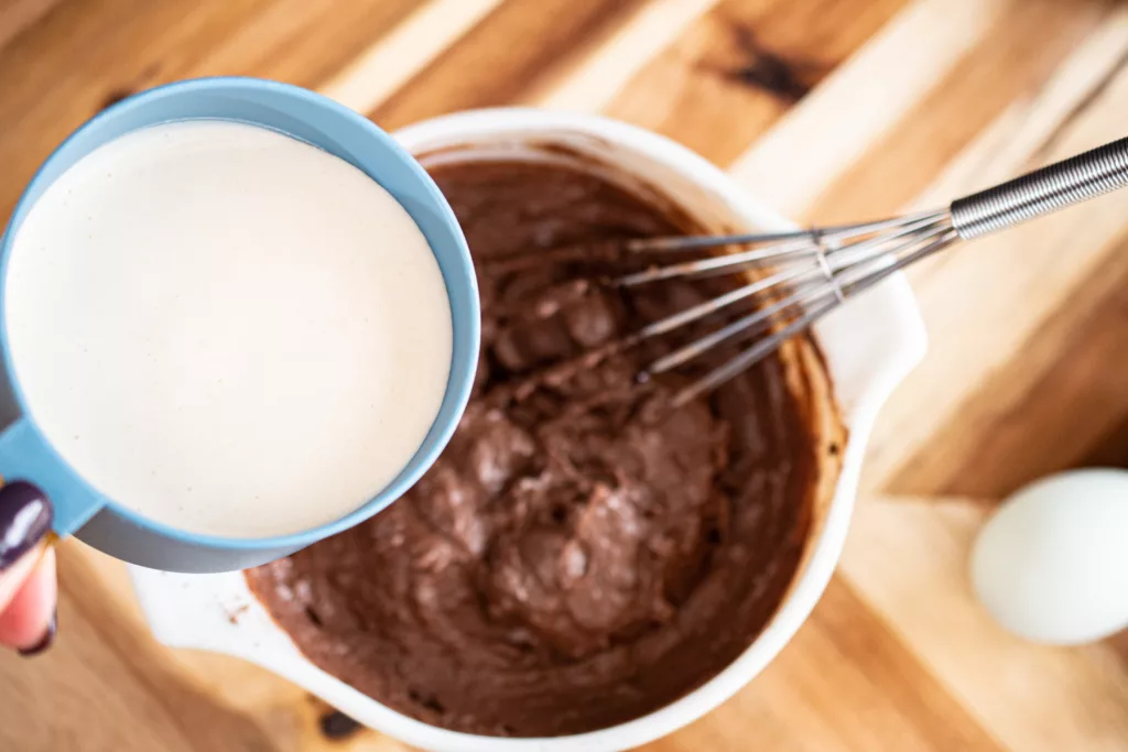 sourdough starter mixed into chocolate muffin mix