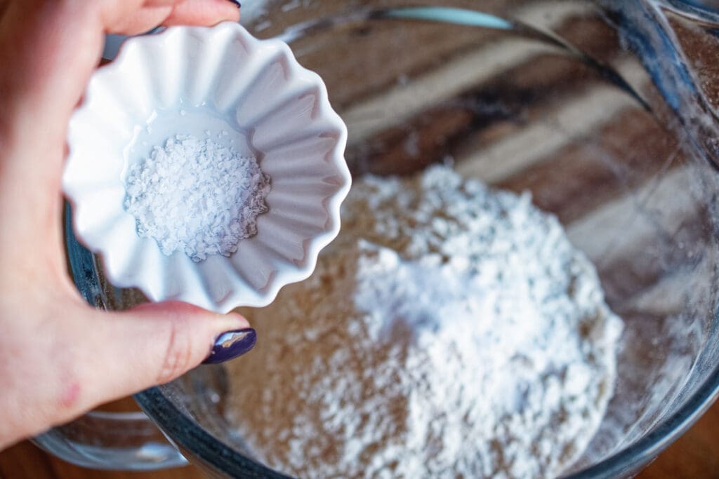 adding salt to flour