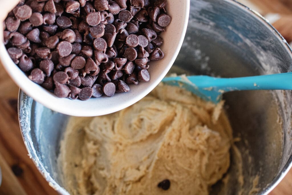 chocolate chips added to cookie dough