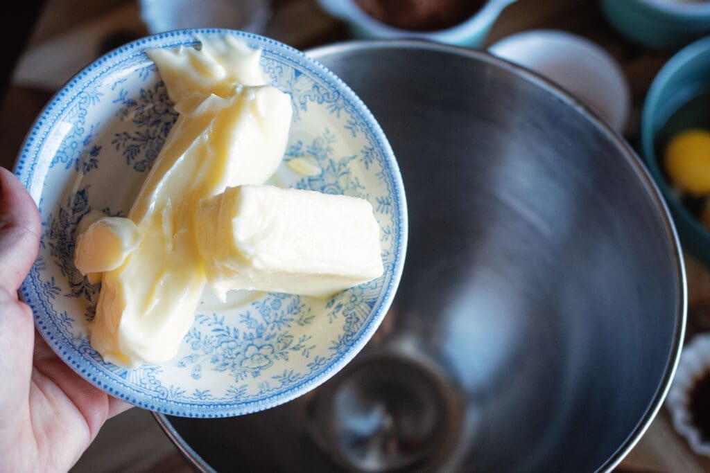 butter added to stand mixer bowl